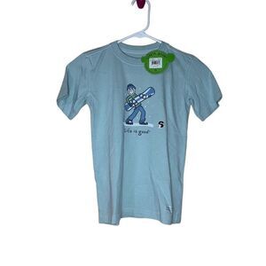 Life is Good Boys Blue Crusher Tee Jake Graphic Size 5-6 Cotton Shirt